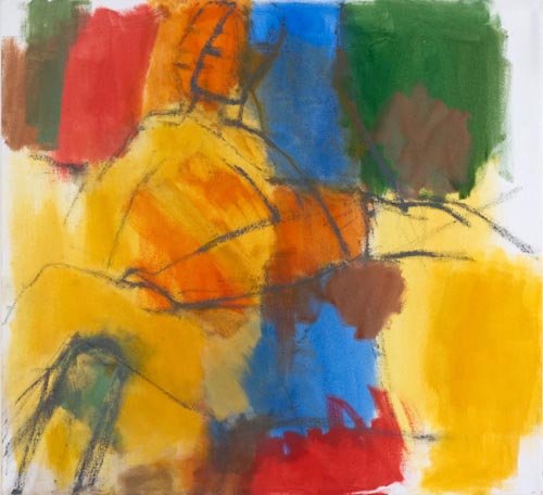 Sitting figure and yellow 2004 oil on canvas 56 x 61 cm