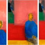 Triptych Man in a blue jacket 2001 oil on canvas 100 x 150 cm