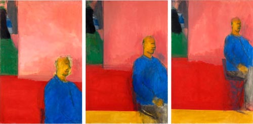 Triptych Man in a blue jacket 2001 oil on canvas 100 x 150 cm