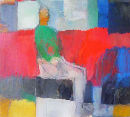 Sitting in the Egyptian way 2002 oil on canvas 148 x 163 cm