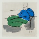 Blue and Green Sitting Figure 2014 drypoint on Chinese paper 73 x 73 cm