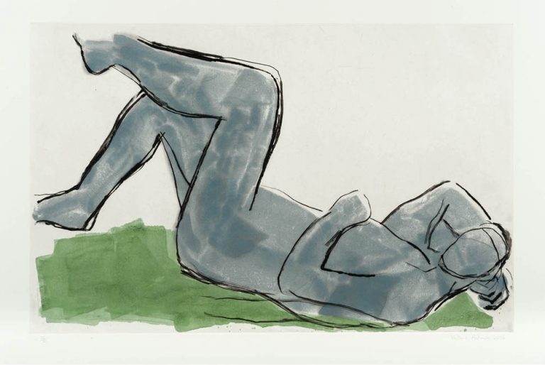 Figure lying down 2014 drypoint on Chinese paper 53 x 88 cm