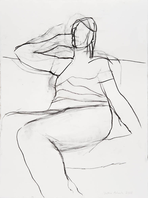 Woman sitting 2008 charcoal on paper 76 x 57 cm