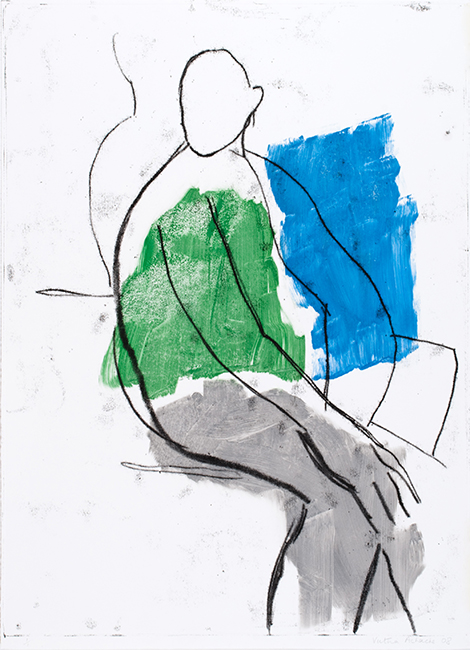 Man in green and blue 2008 monoprint 79 x 58 cm
