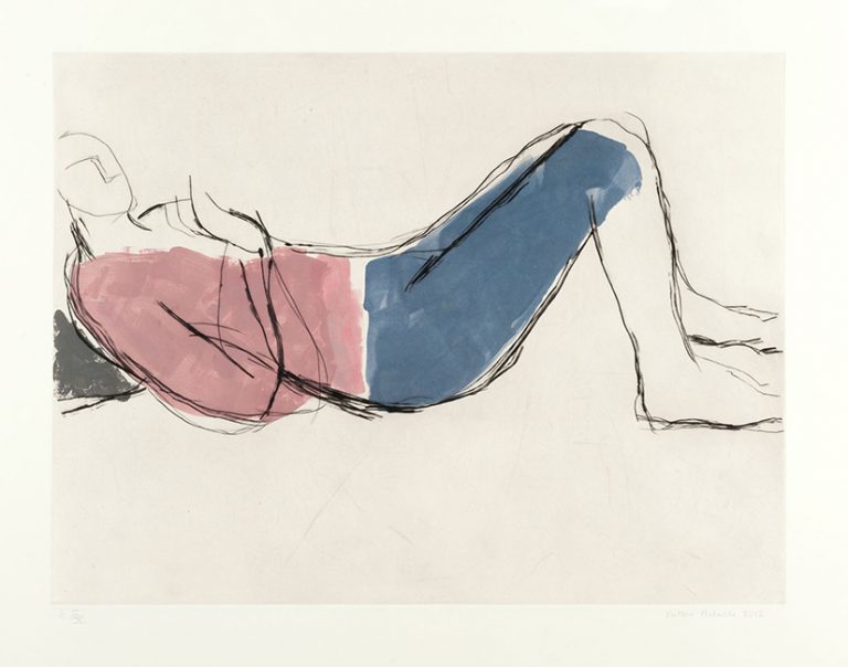 Figure Lying 2012 drypoint on Chinese paper 72 x 89 cm