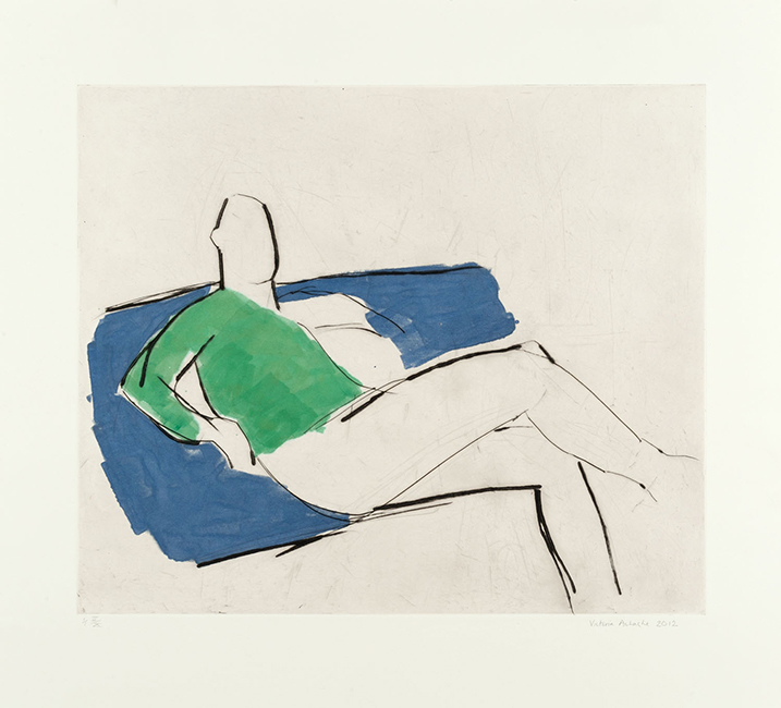 Man on a Sofa 2012 drypoint on Chinese paper 66 x 76 cm