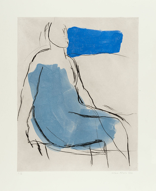 Girl in Pale Blue 2012 drypoint on Chinese paper 76 x 61 cm